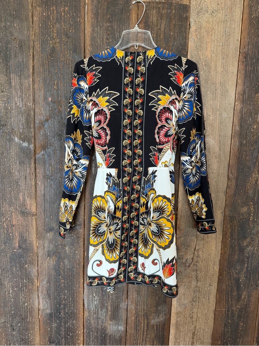Farm Rio Black Maxi Floral Lenzing Ecovero Viscose Wrap Mini Dress Sz S - Picture 4 of 10